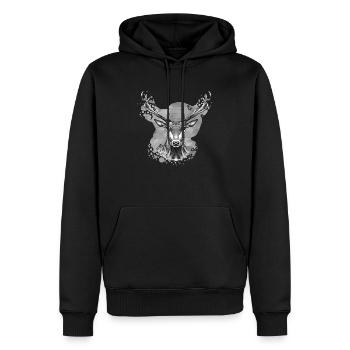 Hirsch - Männer Premium Bio Hoodie - Schwarz - Vorne - Nico (187cm)