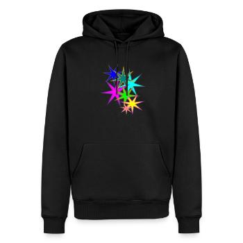 bunte Sterne - Männer Premium Bio Hoodie - Schwarz - Vorne - Nico (187cm)