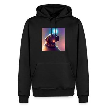 Le chien de l’univers - Sweat à capuche Premium bio Homme - noir - Devant - Nico (187cm)