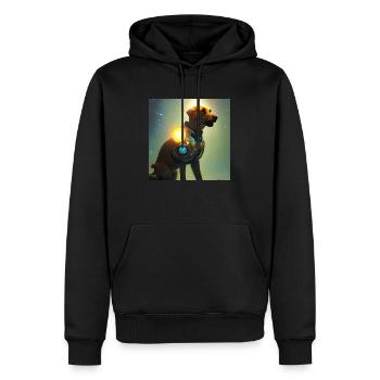 Le chien de l’univers - Sweat à capuche Premium bio Homme - noir - Devant - Nico (187cm)