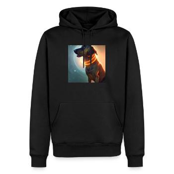 Le chien de l’univers - Sweat à capuche Premium bio Homme - noir - Devant - Nico (187cm)