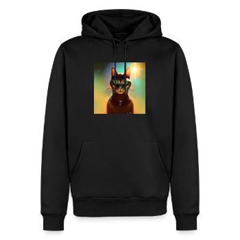 Le chat de l’univers - Sweat à capuche Premium bio Homme - noir - Devant - Nico (187cm)