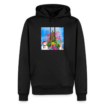 Frohe Feiertage. Weihnachten - Männer Premium Bio Hoodie - Schwarz - Vorne - Nico (187cm)
