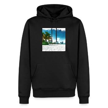 Miami Beach / KI Generiert - Männer Premium Bio Hoodie - Schwarz - Vorne - Nico (187cm)