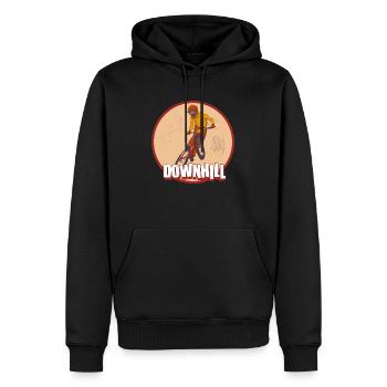 Descente VTT style vintage - Sweat à capuche Premium bio Homme - noir - Devant - Nico (187cm)