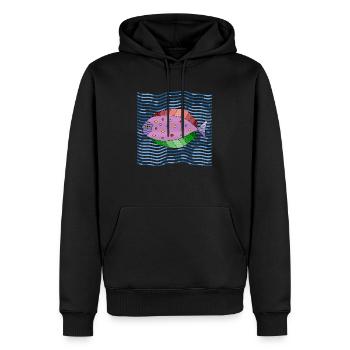 Fisch - Männer Premium Bio Hoodie - Schwarz - Vorne - Nico (187cm)