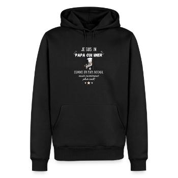 papa cuisinier cool - Sweat à capuche Premium bio Homme - noir - Devant - Nico (187cm)