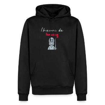 l’heure de Fencing - Sweat à capuche Premium bio Homme - noir - Devant - Nico (187cm)