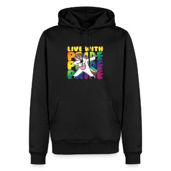 Live with Pride Einhorn Unicorn - Männer Premium Bio Hoodie - Schwarz - Vorne - Nico (187cm)