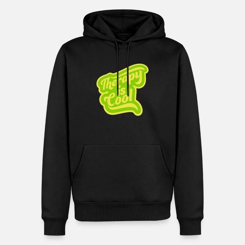 therapy is cool Zitat - Männer Premium Bio Hoodie - Schwarz