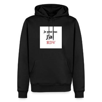 Je peut pas j’ai Rendez-vous ! - Sweat à capuche Premium bio Homme - noir - Devant - Nico (187cm)