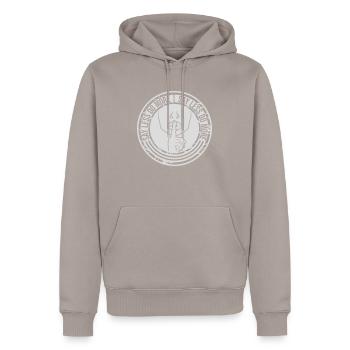 Dire moins faire plus - Sweat à capuche Premium bio Homme - taupe - Devant - Nico (187cm)