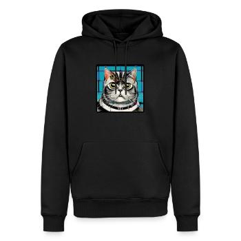 CooleKatze 4 - Männer Premium Bio Hoodie - Schwarz - Vorne - Nico (187cm)