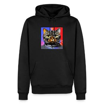 Raumkatze - Männer Premium Bio Hoodie - Schwarz - Vorne - Nico (187cm)
