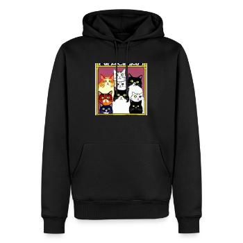 Gruppenfoto - Männer Premium Bio Hoodie - Schwarz - Vorne - Nico (187cm)