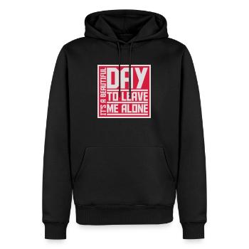 leave me alone day - Men’s Premium Organic Hoodie - black - Front - Nico (187cm)
