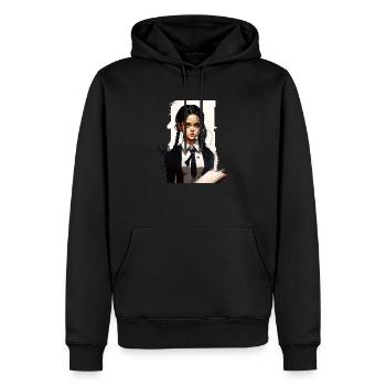 Jeune écolière avec un livre - Sweat à capuche Premium bio Homme - noir - Devant - Nico (187cm)
