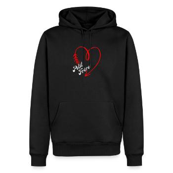 petit frère cœur - Sweat à capuche Premium bio Homme - noir - Devant - Nico (187cm)