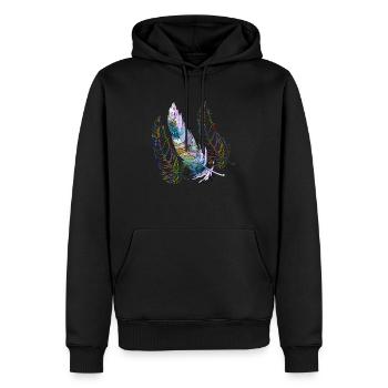 Feder - Männer Premium Bio Hoodie - Schwarz - Vorne - Nico (187cm)