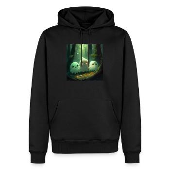 Niedliche Geister im Wald - Männer Premium Bio Hoodie - Schwarz - Vorne - Nico (187cm)
