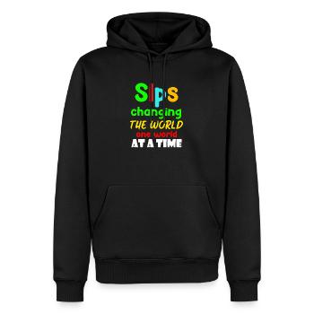 Slps Changing The World One World At A Time - Men’s Premium Organic Hoodie - black - Front - Nico (187cm)