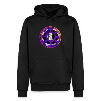 Moon Mandala 5 purple orange pink - Men’s Premium Organic Hoodie - black - Front - Nico (187cm)