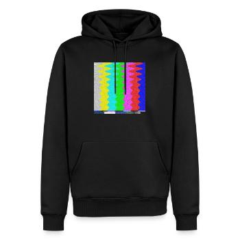 SMPTE-Farbbalken | TV-Farbtestbalken | Bleib dran - Männer Premium Bio Hoodie - Schwarz - Vorne - Nico (187cm)