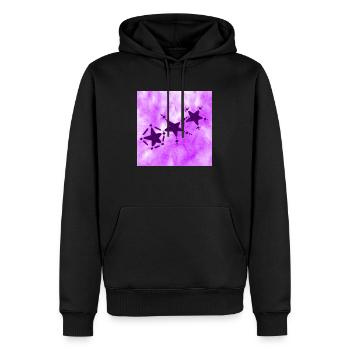 3 STERNE LÄCHELNDER FLIEDER - Männer Premium Bio Hoodie - Schwarz - Vorne - Nico (187cm)