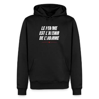 la femme est l'avenir de l'homme - Sweat à capuche Premium bio Homme - noir - Devant - Nico (187cm)