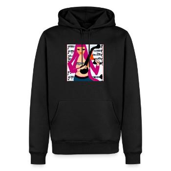 Fille de la musique - Sweat à capuche Premium bio Homme - noir - Devant - Nico (187cm)