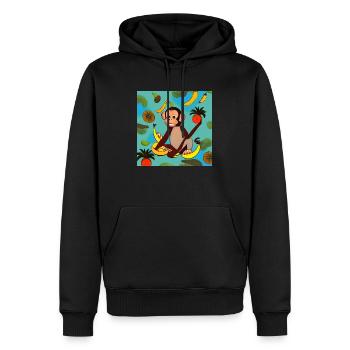 Fruchtrausch Affe - Männer Premium Bio Hoodie - Schwarz - Vorne - Nico (187cm)