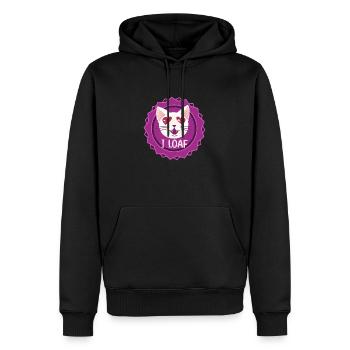 Valentine Heart-Eyed Cat - I Loaf U - Men’s Premium Organic Hoodie - black - Front - Nico (187cm)