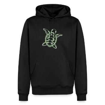 Tortue en vert - Sweat à capuche Premium bio Homme - noir - Devant - Nico (187cm)