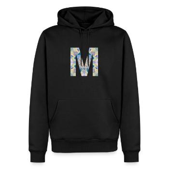 Lettre M en mandala - Sweat à capuche Premium bio Homme - noir - Devant - Nico (187cm)