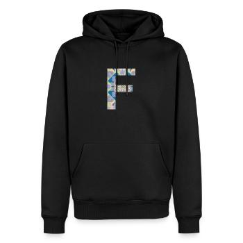 Lettre F en mandala - Sweat à capuche Premium bio Homme - noir - Devant - Nico (187cm)