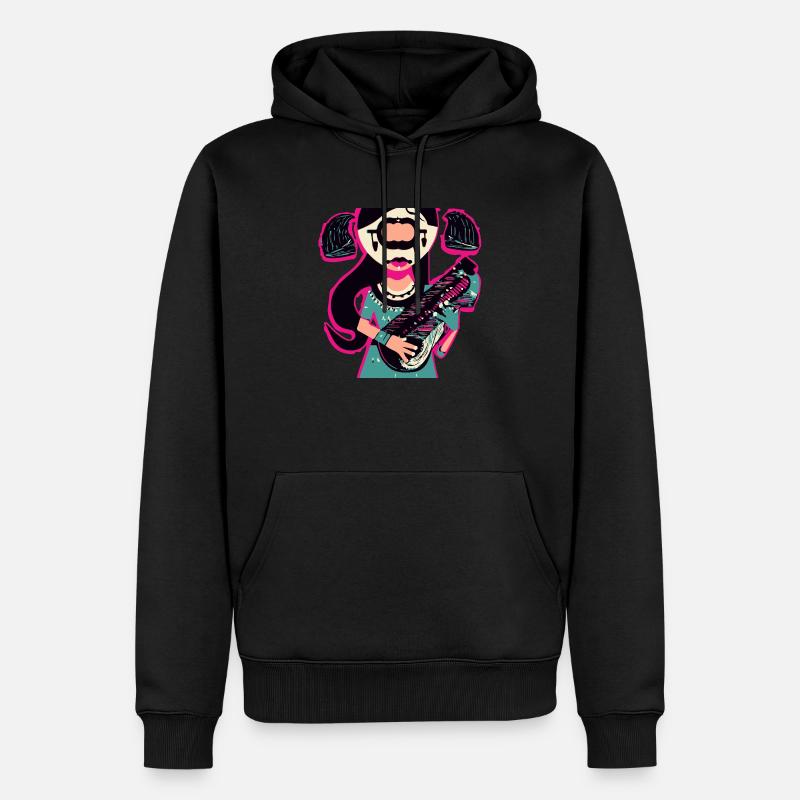 Musik Mädchen - Männer Premium Bio Hoodie - Schwarz