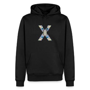 Lettre X en mandala - Sweat à capuche Premium bio Homme - noir - Devant - Nico (187cm)