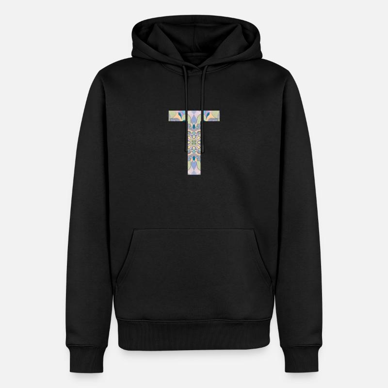 Lettre T en mandala - Sweat à capuche Premium bio Homme - noir