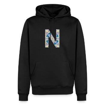 Lettre N en mandala - Sweat à capuche Premium bio Homme - noir - Devant - Nico (187cm)