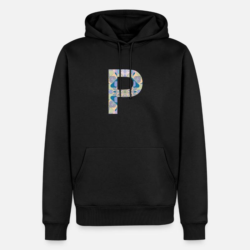 Lettre P en mandala - Sweat à capuche Premium bio Homme - noir