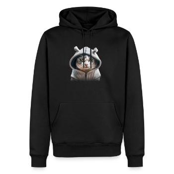 grimmige Katzte mit Hoodie - Männer Premium Bio Hoodie - Schwarz - Vorne - Nico (187cm)