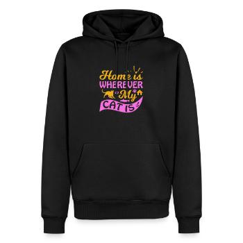 La maison est là où se trouve mon chat - Sweat à capuche Premium bio Homme - noir - Devant - Nico (187cm)
