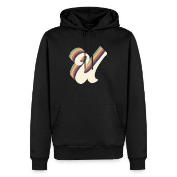 lettre u - Sweat à capuche Premium bio Homme - noir - Devant - Nico (187cm)