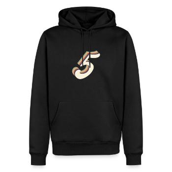 5e anniversaire vintage - Sweat à capuche Premium bio Homme - noir - Devant - Nico (187cm)