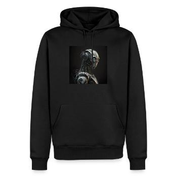 Blauäugiger Cyborg-Roboter - Männer Premium Bio Hoodie - Schwarz - Vorne - Nico (187cm)