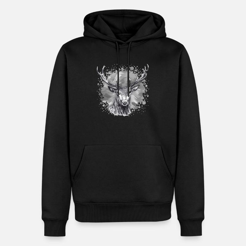 Hirsch - Männer Premium Bio Hoodie - Schwarz