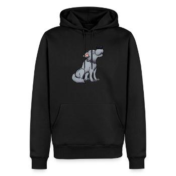 Loup hurlant - Sweat à capuche Premium bio Homme - noir - Devant - Nico (187cm)
