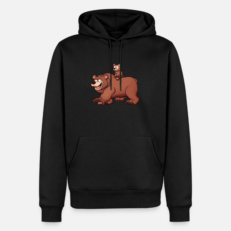 Père Ours avec Bébé Ours - Sweat à capuche Premium bio Homme - noir