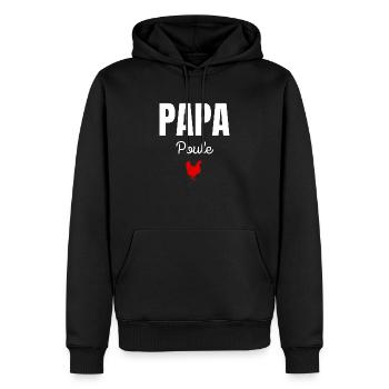 papa poule - Sweat à capuche Premium bio Homme - noir - Devant - Nico (187cm)
