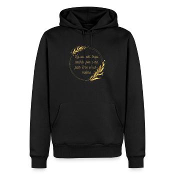 La vie est trop courte pour ne pas être vous même - Sweat à capuche Premium bio Homme - noir - Devant - Nico (187cm)